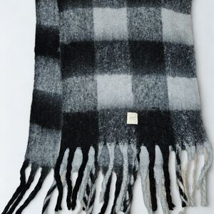 French Connection FCUK Black and Gray Plaid Scarf